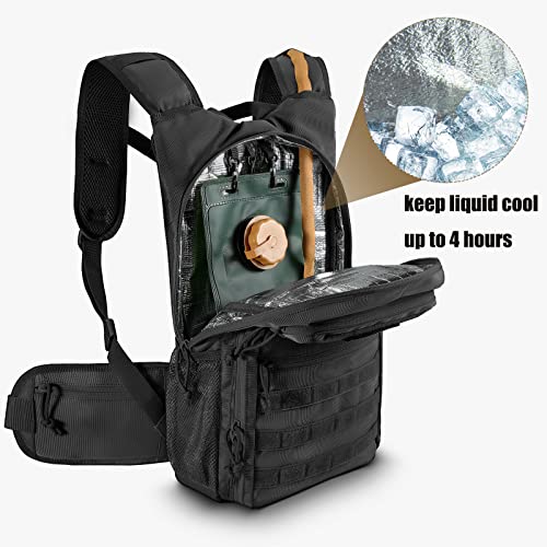 FRTKK Tactical Hydration Pack Backpack, Military Molle Water Backpack for Hiking Running Cycling Climbing Hunting Fishing(No Water Bladder Included) (Black) - Image 2