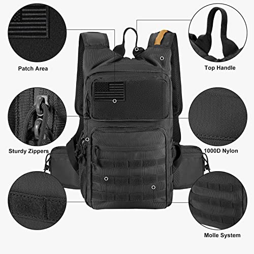 FRTKK Tactical Hydration Pack Backpack, Military Molle Water Backpack for Hiking Running Cycling Climbing Hunting Fishing(No Water Bladder Included) (Black) - Image 5