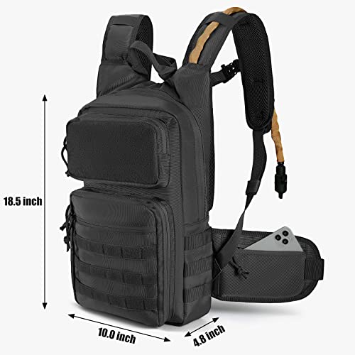 FRTKK Tactical Hydration Pack Backpack, Military Molle Water Backpack for Hiking Running Cycling Climbing Hunting Fishing(No Water Bladder Included) (Black) - Image 3