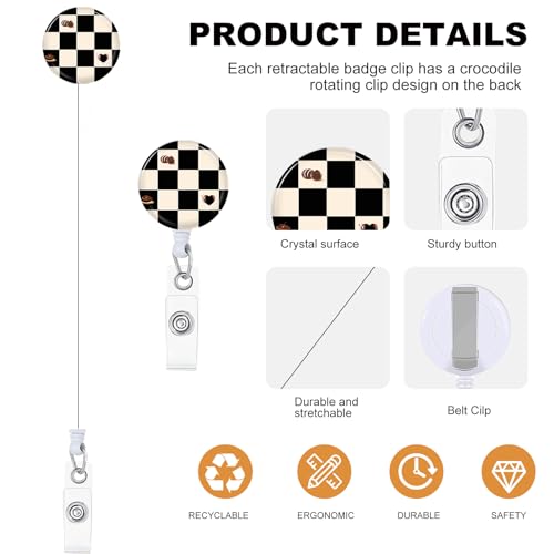 NICCCARD 3 Set Checkered ID Badge Holder with Clip Badge Reels Retractable Heavy Duty,Keychain，ID Holder for School Nurse Office - Image 3
