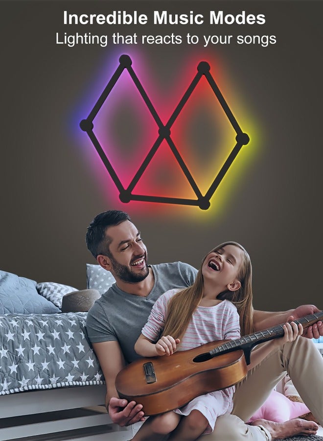 Bukela WiFi Smart RGB LED Wall Lights, Music Sync Voice Control DIY Light Bars with 16M+ Color & 40 + Scenes, Dimmable Home Decor LED Bar for Gaming Room TV Bedroom(6 pcs） - Image 2