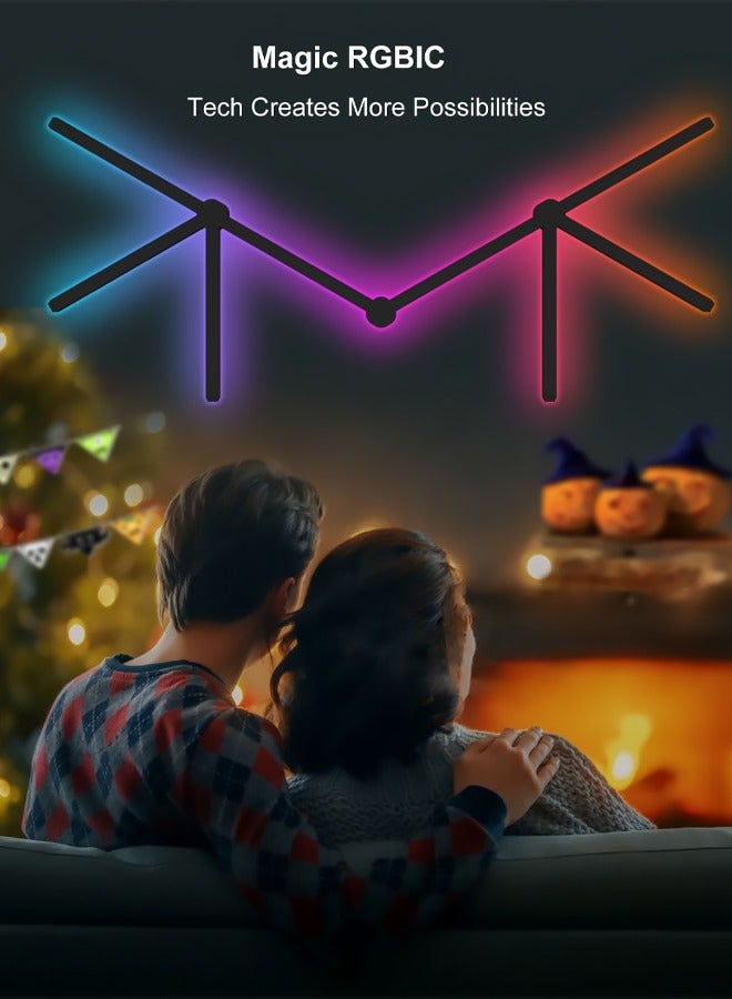 Bukela WiFi Smart RGB LED Wall Lights, Music Sync Voice Control DIY Light Bars with 16M+ Color & 40 + Scenes, Dimmable Home Decor LED Bar for Gaming Room TV Bedroom(6 pcs） - Image 3