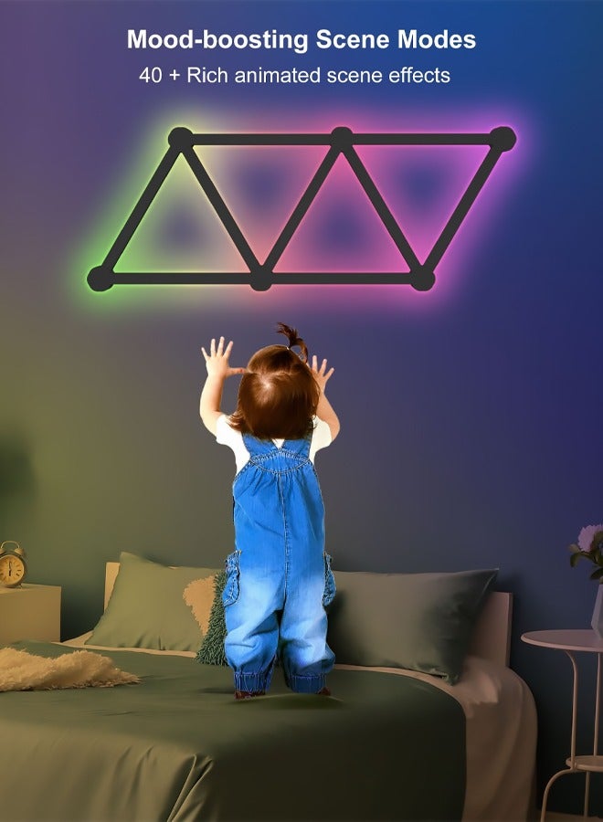 Bukela WiFi Smart RGB LED Wall Lights, Music Sync Voice Control DIY Light Bars with 16M+ Color & 40 + Scenes, Dimmable Home Decor LED Bar for Gaming Room TV Bedroom(6 pcs） - Image 5