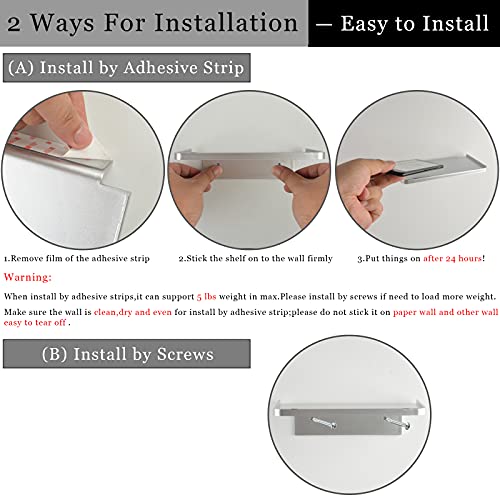 JDYOOMI Acrylic Floating Wall Shelves - Small Stick-on Wall Mounted Phone Shelf Holder Wipes Rack Smart Speaker Shelf for Bathroom,Kitchen,Toilet,Bedroom,Office - Translucent Grey - Image 3