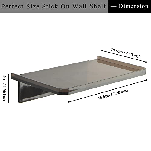 JDYOOMI Acrylic Floating Wall Shelves - Small Stick-on Wall Mounted Phone Shelf Holder Wipes Rack Smart Speaker Shelf for Bathroom,Kitchen,Toilet,Bedroom,Office - Translucent Grey - Image 2