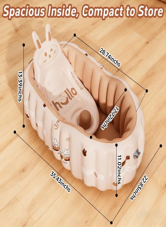 IcyByte Inflatable Baby Bathtub with Seat Cushion & Air Pump, Newborn to Toddler Bath Tub, Foldable Portable Toddler Tub for Shower Sink, Non-Slip Texture, Quick-Drain, Travel-Ready, Pink - Image 3
