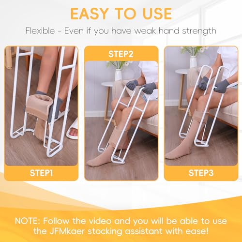 JFMkaer Upgraded ExtraLarge Compression Sock Aid Device Sock Aids for Compression Stocking Helper Device for Putting on Hosiery 14 in or More 2024 Design White - Image 5