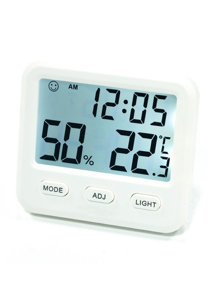 Digital Thermometer, Hygrometer, lndoor Temperature and Humidity Meter for House, Baby Room, Living Room, Magnetic, Backlight, Time Display and Alarm Clock, Battery not included(White) - Image 1