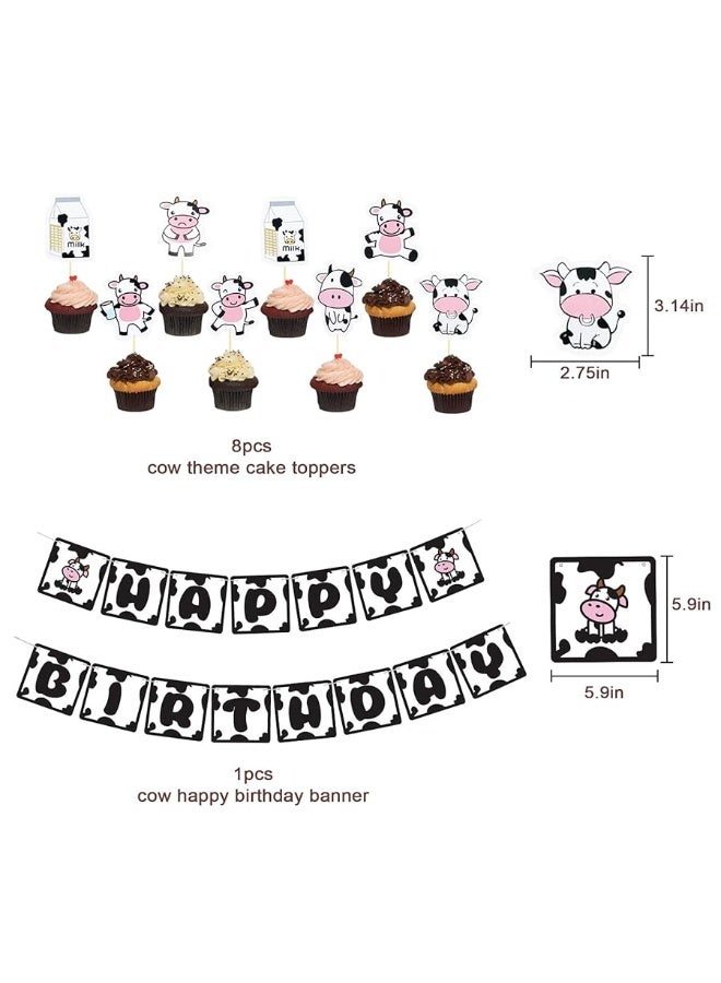 Amandir 117PCS Cow Party Decorations Pink Cow Balloon Garland Arch Kit with Cow Print Balloons Happy Birthday Banner Cake Topper for Girl Baby Shower Farm Animals Cow Themed Birthday Party Supplies - Image 5