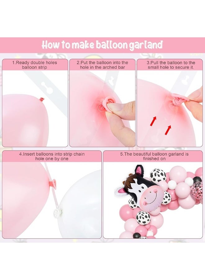 Amandir 117PCS Cow Party Decorations Pink Cow Balloon Garland Arch Kit with Cow Print Balloons Happy Birthday Banner Cake Topper for Girl Baby Shower Farm Animals Cow Themed Birthday Party Supplies - Image 1