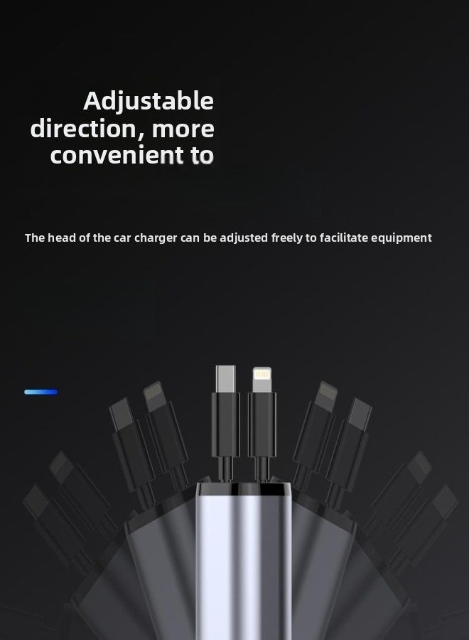 12/24V 120W Fast Car Charger with Retractable Charging Cable Fast Car Power Adapter PD20W for iPhone Type C 40W Car Bluetooth USB Charger Plug with iPhone,Samsung,Galaxy,Huawei,Xiaomi - Image 5