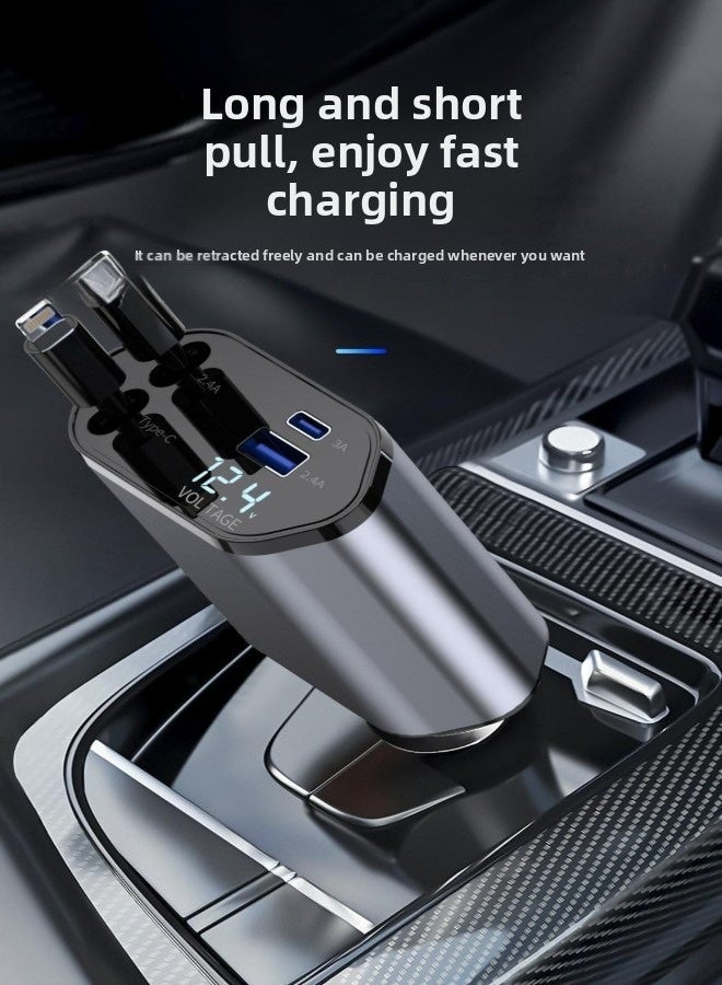 12/24V 120W Fast Car Charger with Retractable Charging Cable Fast Car Power Adapter PD20W for iPhone Type C 40W Car Bluetooth USB Charger Plug with iPhone,Samsung,Galaxy,Huawei,Xiaomi - Image 1