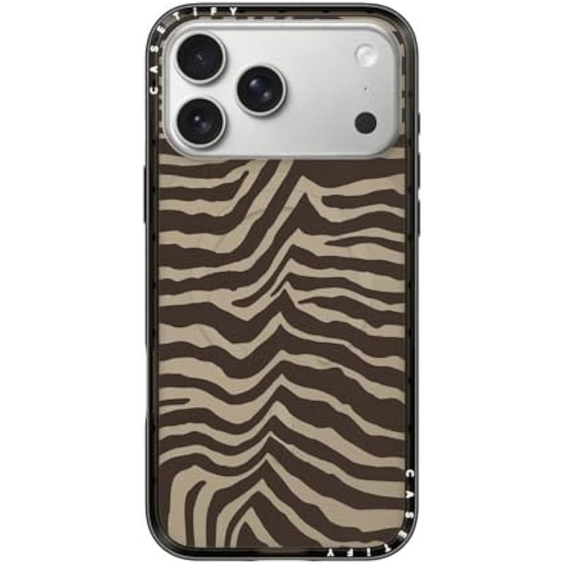 Casetify Compact iPhone 17 Pro Max Case 【Slim and Sleek/Compatible with Magsafe / 4 ft. 2X Military Grade Drop Protection】 - Zebra-Brown - Clear Black - Image 1