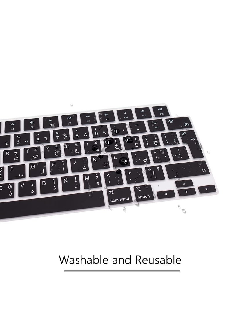 Arabic Keyboard Cover Skin for MacBook Air 13.6 in M2 Chip A2681&2023-2021 MacBook Pro 14.2 in/16.2 in M2 M1 Pro/Max A2779/A2442/A2780/A2485 Ultra Thin Silicone Protector/EU Layout (Black)