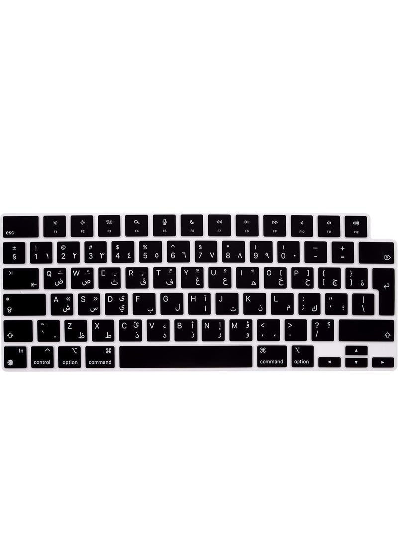 Arabic Keyboard Cover Skin for MacBook Air 13.6 in M2 Chip A2681&2023-2021 MacBook Pro 14.2 in/16.2 in M2 M1 Pro/Max A2779/A2442/A2780/A2485 Ultra Thin Silicone Protector/EU Layout (Black)