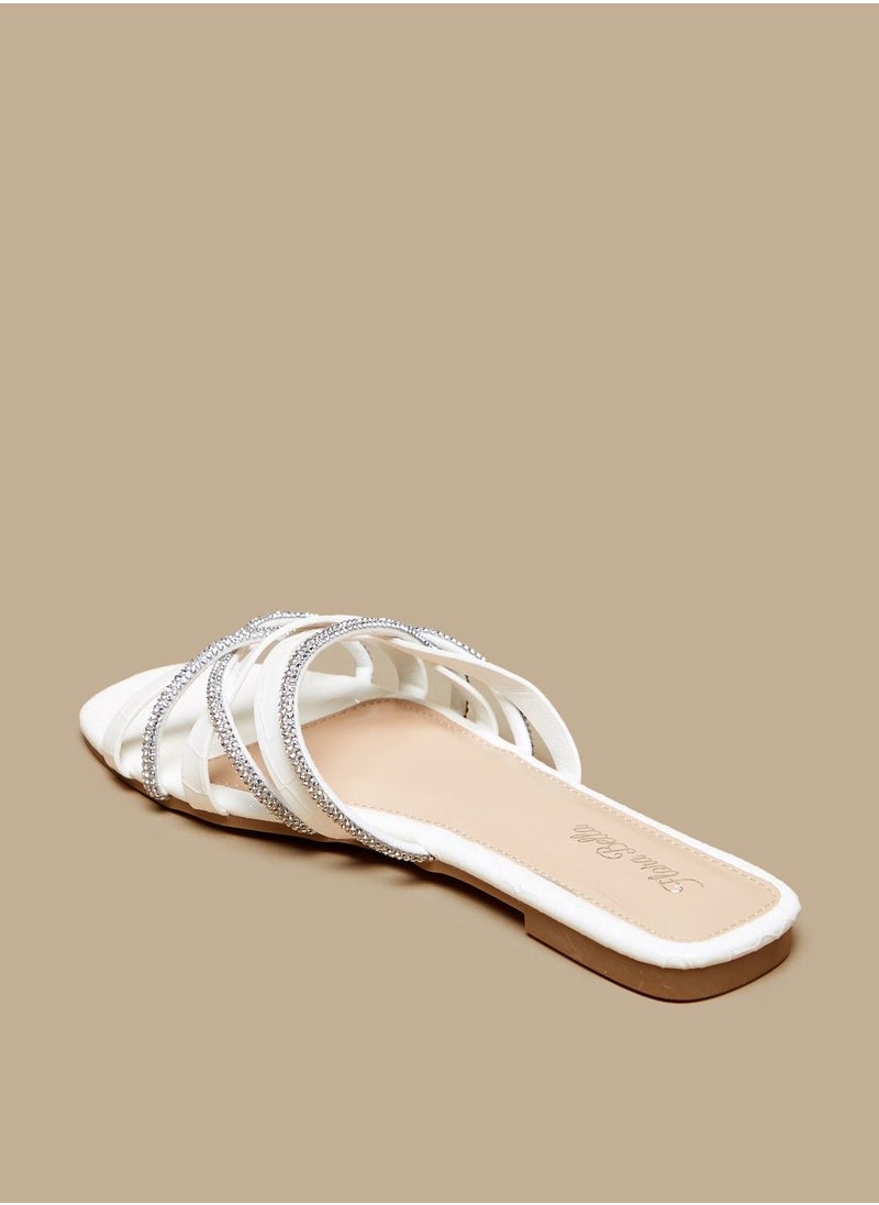 Flora Bella - Embellished Cross Strap Slide Sandals - Image 1