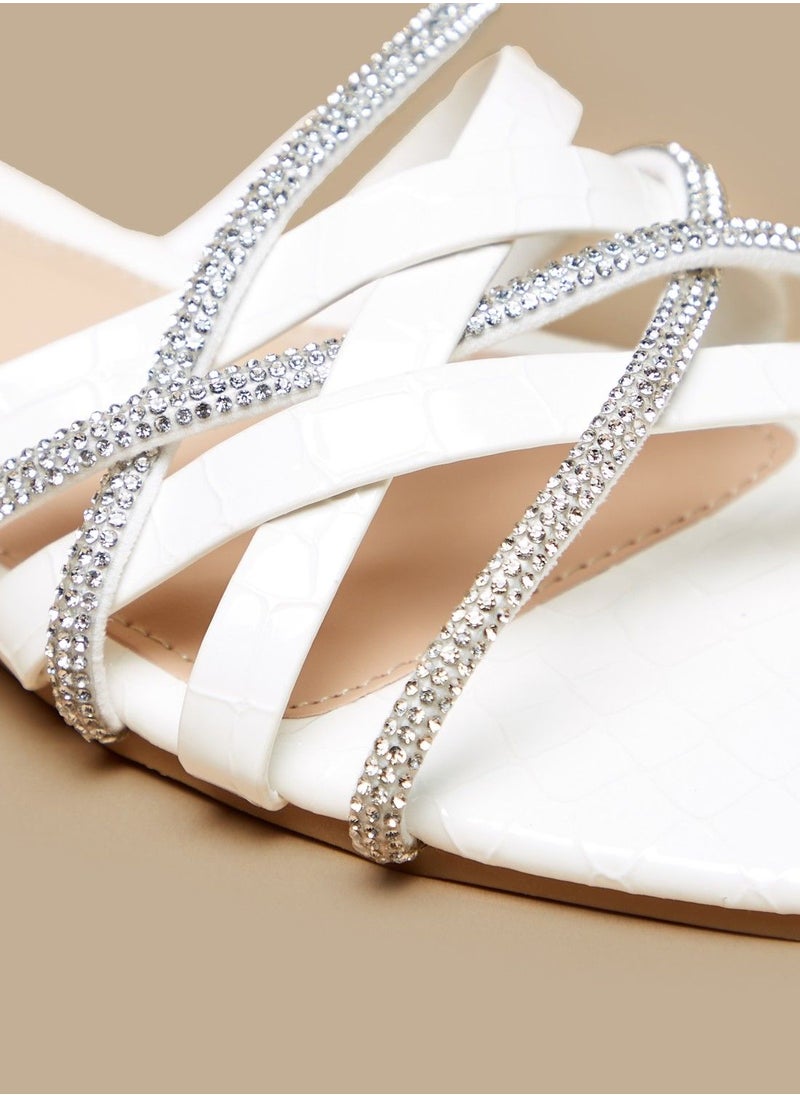 Flora Bella - Embellished Cross Strap Slide Sandals - Image 1
