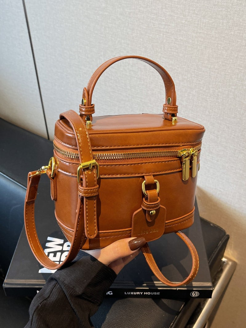 Super Small Bag Women'S Solid Color Retro Fashionable Shoulder Crossbody Bag Korean Style Portable Box Cosmetic Bag - Image 2