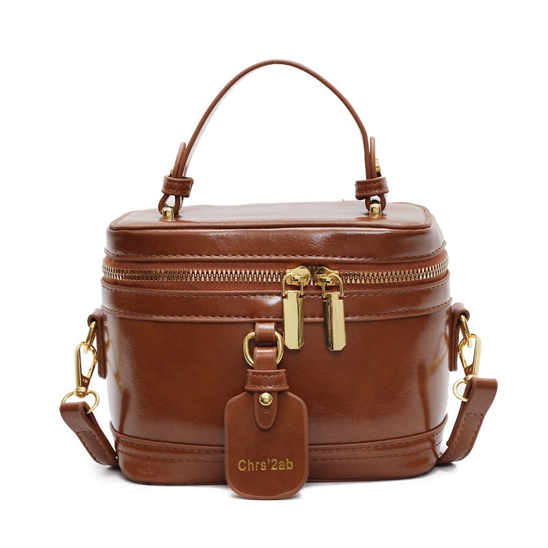 Super Small Bag Women'S Solid Color Retro Fashionable Shoulder Crossbody Bag Korean Style Portable Box Cosmetic Bag - Image 1