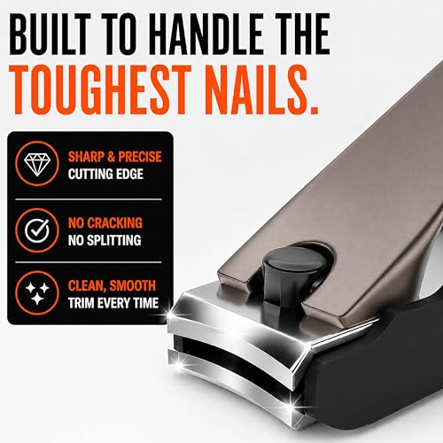 Beauté Secrets 2 Pieces Nail Cutter Set with Catcher, No Splash Fingernail Toenail Clippers Nail Cutter Set, Black Stainless Steel, Good Gift for Women and Men (Premium | 25A) - Image 5