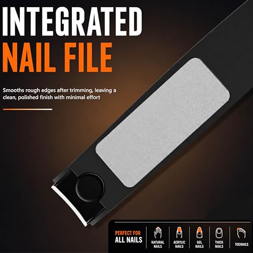 Beauté Secrets 2 Pieces Nail Cutter Set with Catcher, No Splash Fingernail Toenail Clippers Nail Cutter Set, Black Stainless Steel, Good Gift for Women and Men (Premium | 25A) - Image 3