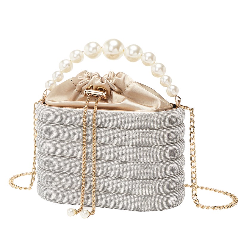 2023 New Women'S Evening Bag Shiny Rhinestone Vintage Vegetable Basket Bucket Bag Hand Messenger Bag Party - Image 1