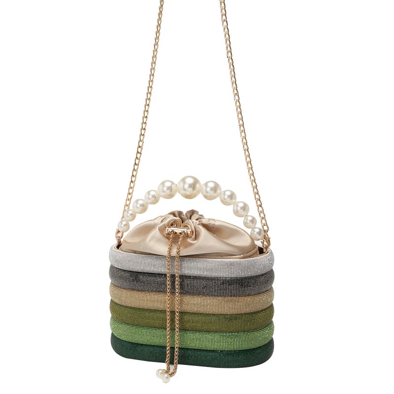 2023 New Women'S Evening Bag Shiny Rhinestone Vintage Vegetable Basket Bucket Bag Hand Messenger Bag Party - Image 4