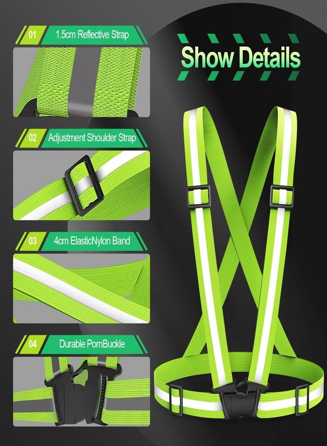 Ghzaocu 2 Packs Reflective Vest Running Gear, High Visibility Reflective Running Gear Adjustable Elastic Safety Vest for Night Jogging, Biking, Walking or Dog Walking, Running Vest for Men Women Children - Image 2