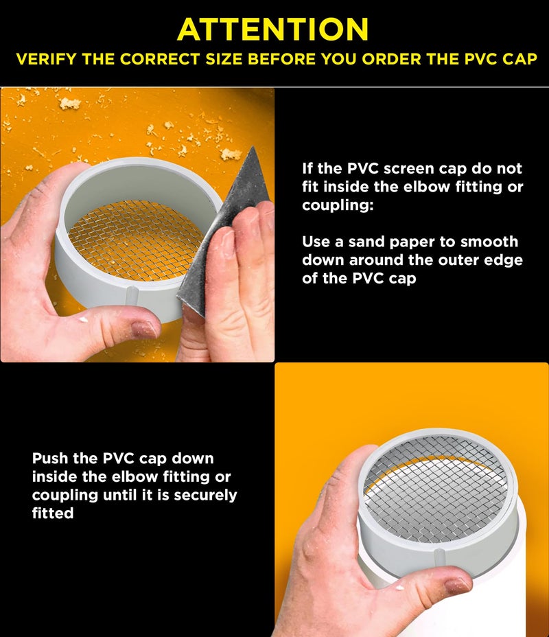 Raven PVC Termination Cap Mesh Screen Vent Cover, Furnace & Roof Stainless Steel Wire Round Exhaust Pipe Cover End 3" Inner & 3.5" Outer Diameter - Image 3