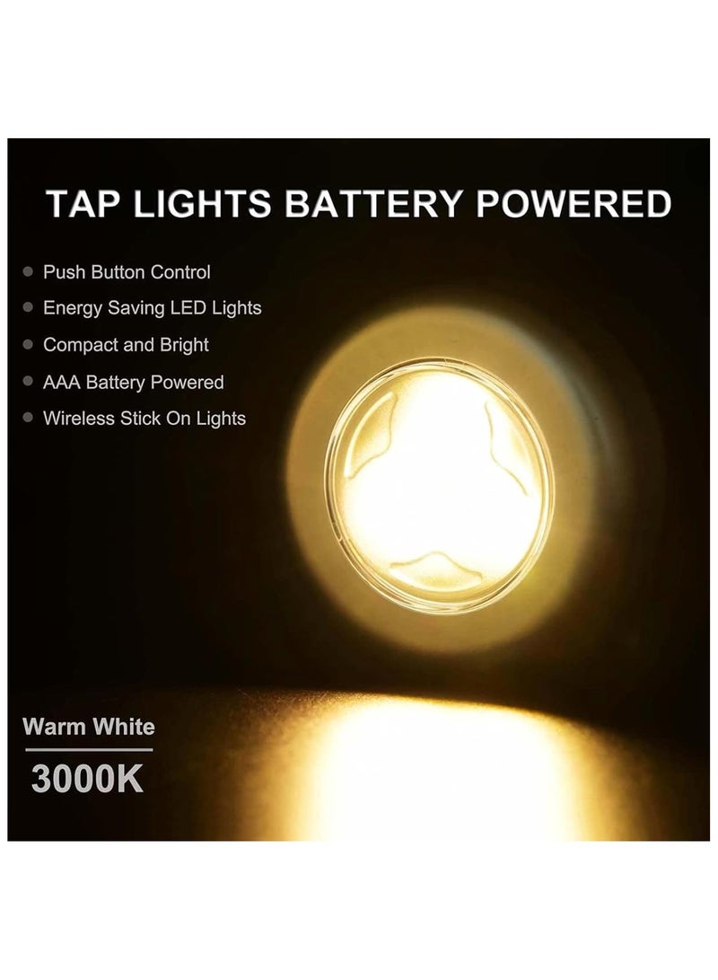 NANAO Mini Puck Light, 6 Pack Cordless Under Cabinet Lights Battery Powered Tap Push Light, LED Puck Light Warm Lightings Press Light Stick On Lights for Closet Counter Kitchen Cabinet RV Indoor Outdoor - Image 4