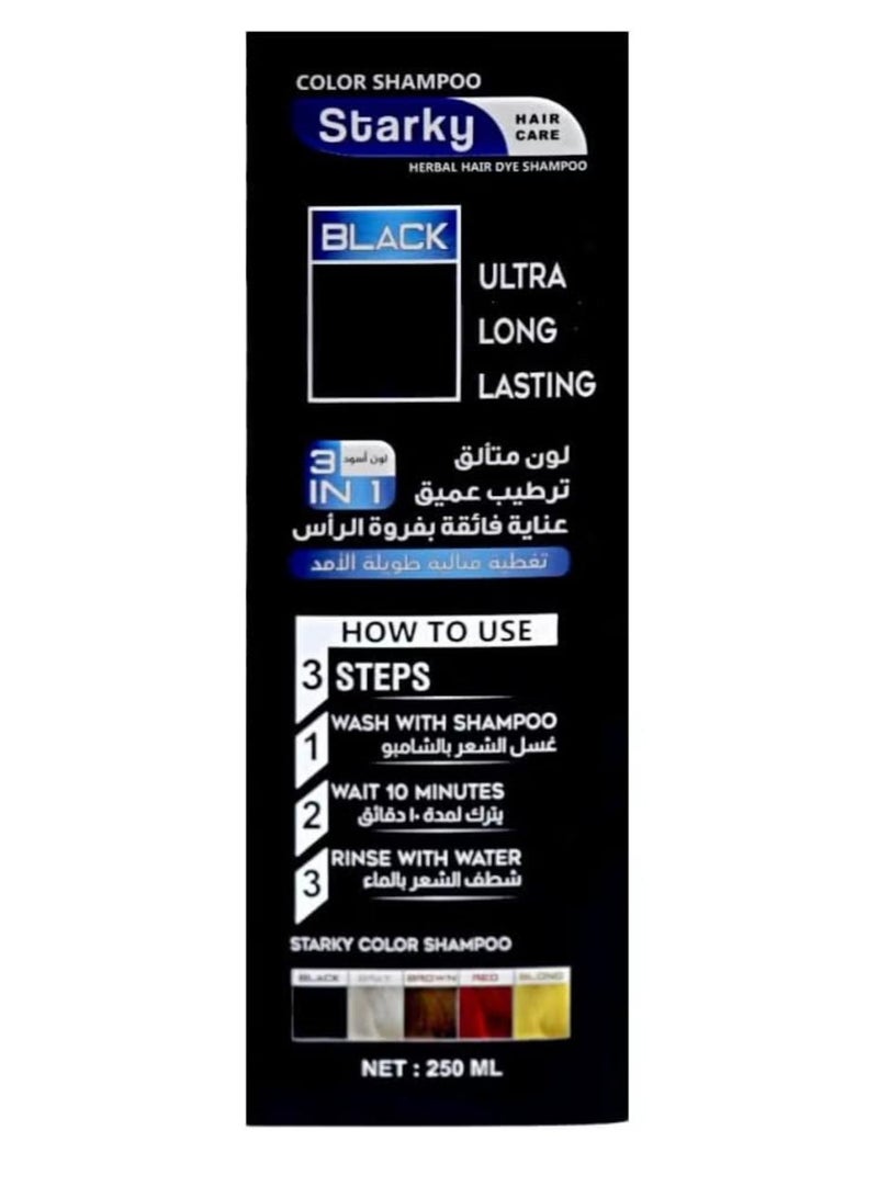 Starky Herbal Hair Dye Shampoo 3 in1 Black Color B01 250ml - Image 2