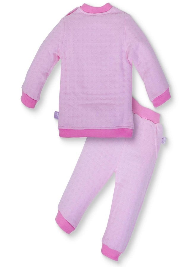 Pokory Baby Pink Night Suit Set Soft Cotton 2-Piece with Walrus Design, Long Sleeve Top & Elastic Waist Pants Comfortable Sleepwear Dress for Baby Size 3 - Image 2