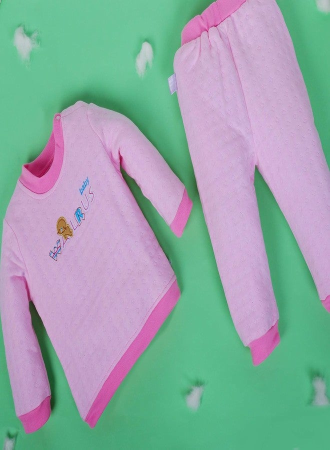 Pokory Baby Pink Night Suit Set Soft Cotton 2-Piece with Walrus Design, Long Sleeve Top & Elastic Waist Pants Comfortable Sleepwear Dress for Baby Size 3 - Image 5