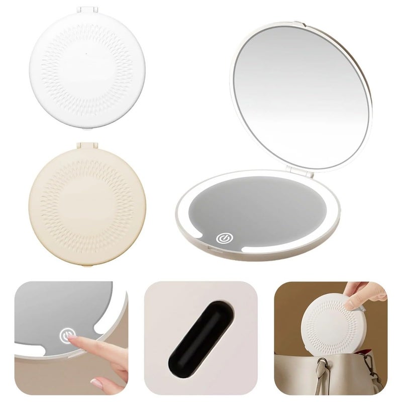 Compact Mirror, 1X/10X Magnifying Makeup Mirror with Lights, Handheld 2-Sided Pocket Mirror, Travel Mirror, Portable Folding Mirror For Handbag, Purse, Gifts for Girls - Multi Color - Image 2