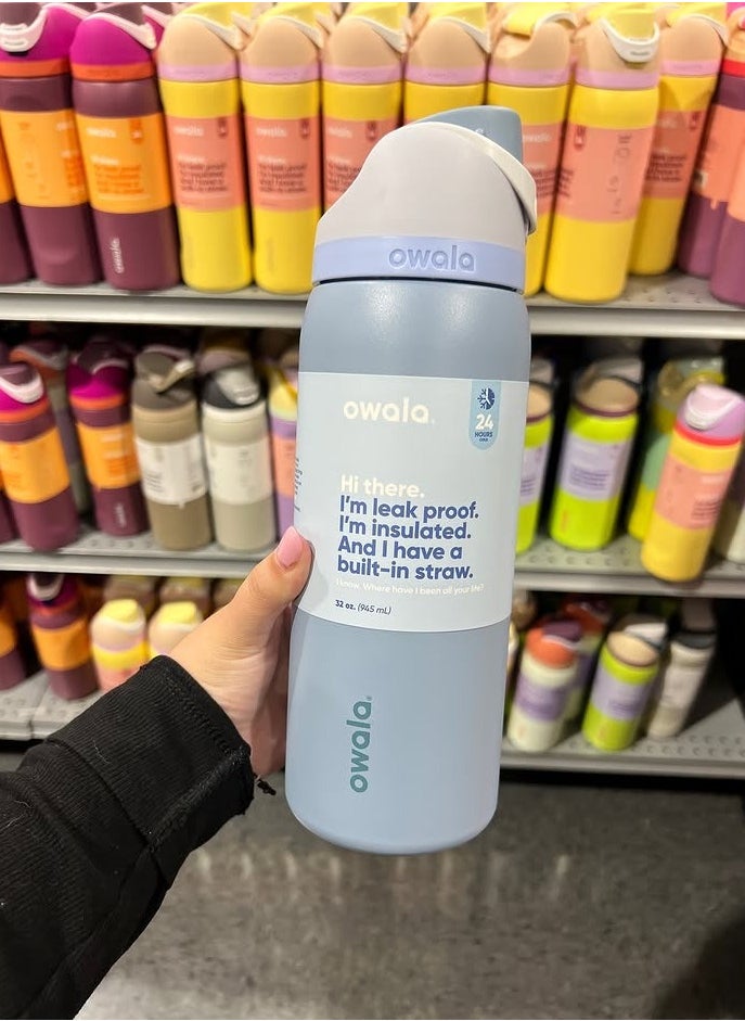 Owala - 32 Oz. Owala FreeSip Stainless Steel Water Bottle in Sea Salt - Image 1