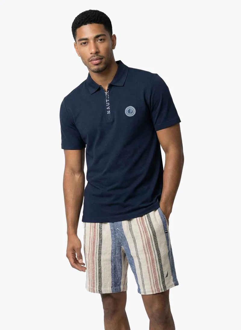 Nautica Men Regular Fit Short Sleeve Polo Shirt for Smart-Casual Wear-Blue
