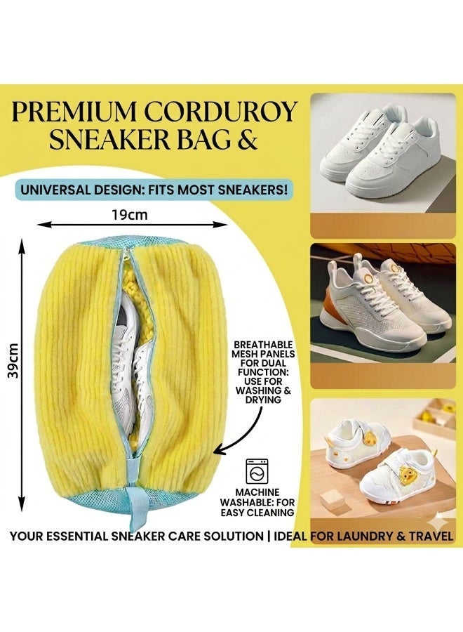 حقيبة تنظيف الأحذية (قطعتان)، حقيبة أحذية، حقيبة غسيل أحذية، حقيبة تنظيShoe Washing Bag for Washing Machine, 2 Pack Portable Shoe Care Bag Shoe Bag Washing Machine, Deep Cleaning Shoe Bag, Reusable Shoe Washing Bag for All Shoe Types and Sizes, Yellow and whiteف أحذية للغسالة، حقيبة غسيل أحذية، حقيبة غسيل أحذية قابلة لإعادة الاستخدام لجميع أنواع وأحجام الأحذية - Image 3