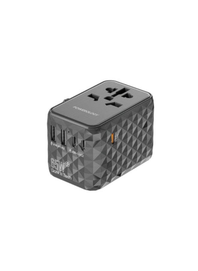 Powerology Universal Multi-Port Travel Adapter PD 65W ( 3X Type-C / 2X USB-A Ports ) - Image 1