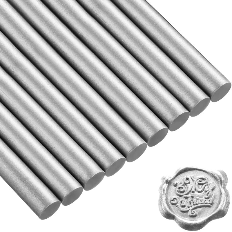 Nuanchu 15 Pcs Glue Gun Sealing Wax Sticks Retro Vintage Wax Sticks for Seal Stamp and Letter for Wedding Invitations Card Envelope Christmas Holiday Gift Ideas(Silver) - Image 1