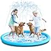 SLOOSH Splash Pad Sprinkler Mat 6ft Tropical Leaves Outdoor Water Play Toys for Kids Dogs Backyard Party in Summer Decor Outside Water Games Fountain Pool Children Boys Girls Toddlers Baby Blue - Image 3