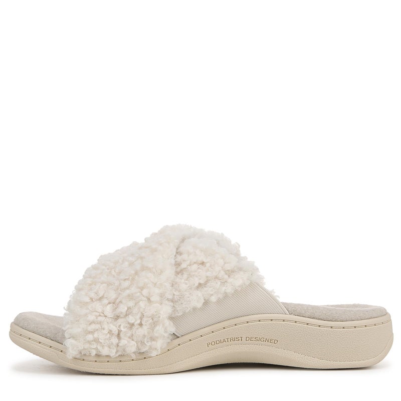 Vionic Women's Relax Ii Slides Mary Jane Flat, Cream White Fabric, 8 - Image 2