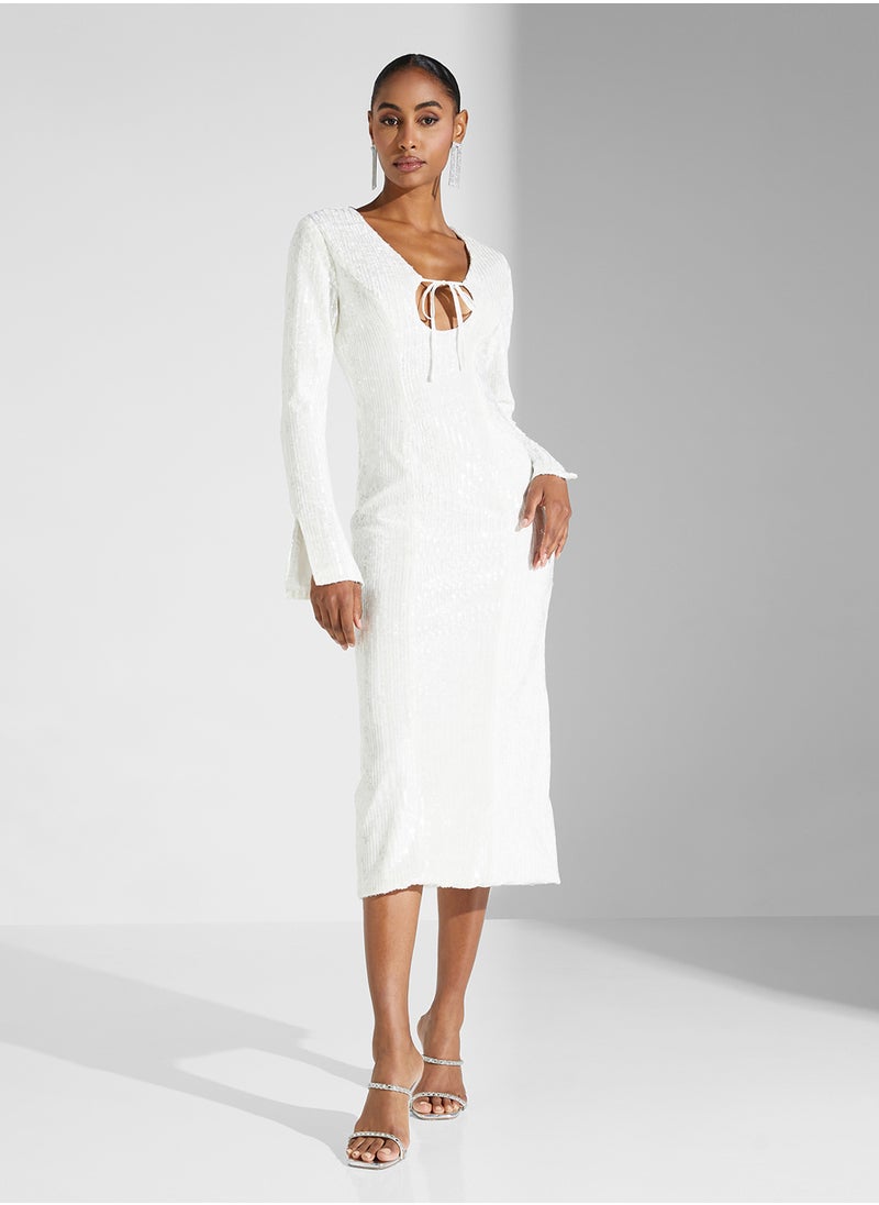 True Decadence - Plunge Neck Sequin Dress - Image 1