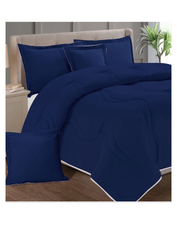 بلو سكاي مفرش سرير نفر ونص مصنوع من المايكروفايبر بنسبة 100% ، غطاء سرير بتصميم سادة، قابل للاستخدام على الوجهين، طقم من 4 قطع، مقاس 230X170 سم - Image 4