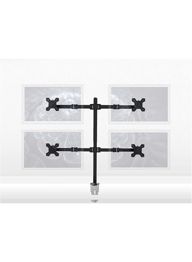 Professional Quad Monitor Desk Mount – Heavy-Duty Fully Adjustable Free-Standing Base – Multi-Screen Workstation Organizer for 4 LCD Monitors – Sleek Black. - Image 2
