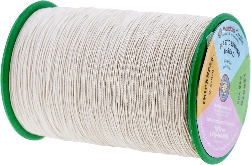 Mandala Crafts Cream Shirring Elastic Thread for Sewing, Knitting, Smocking, and DIY Crafts - 546 Yards 0.6mm Fine Thin Stretch Thread for Sewing Machines - Image 2