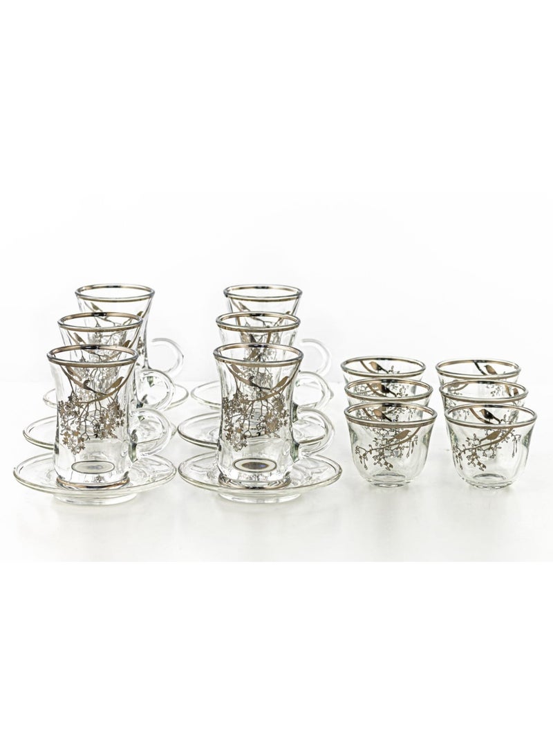 Tea & Coffe Set of 18 Pieces Tea Cups With Soucers Cawa Cups Traditional Arabian Design Cups for Tea Coffee Perfect for Home And Office