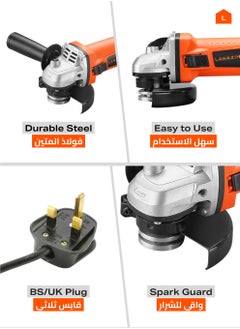 LAWAZIM Angle Grinder - 4.5inch, 750W - Corded Electric Grinder with 12,000 RPM Speed, M14 Spindle, Spindle-Lock, Safety Guard - Ideal for Cutting, Grinding, and Polishing Metal, Wood, and Concrete  - Image 3