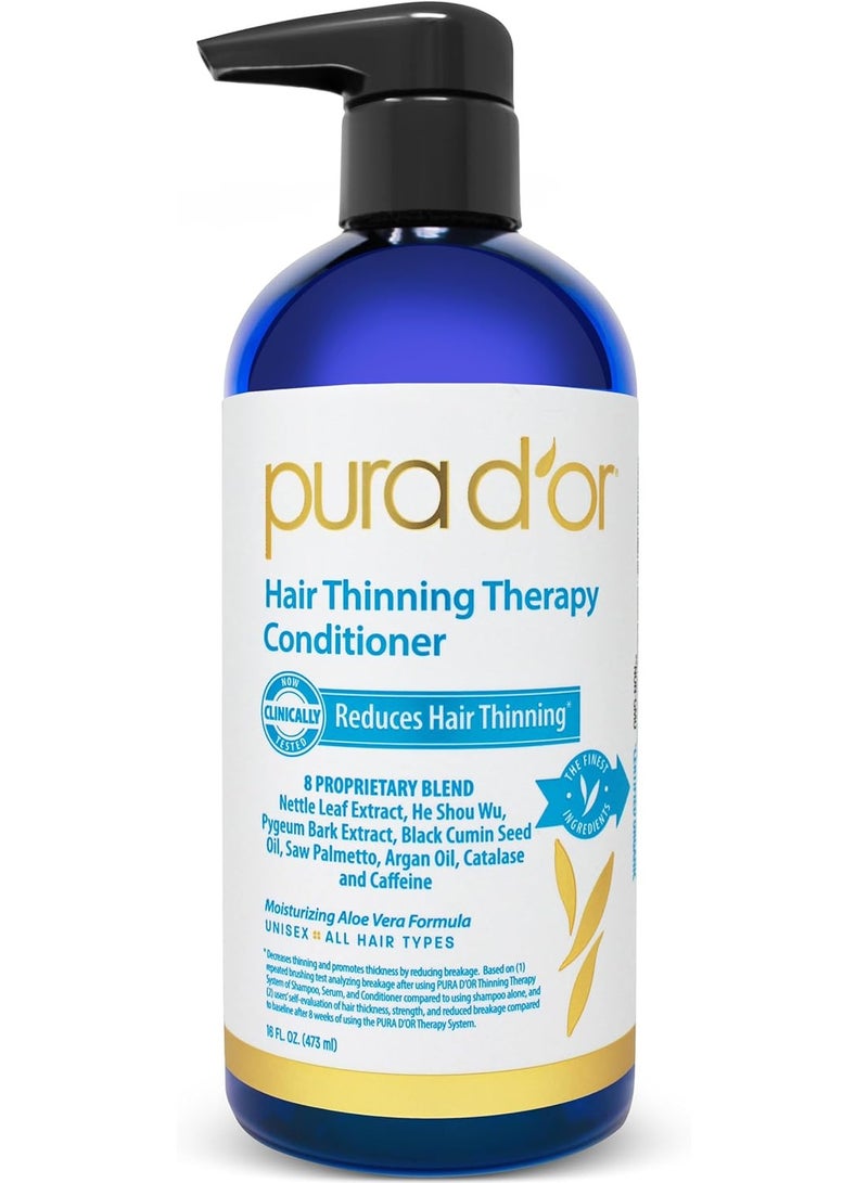 Pura d'or PURA D'OR Hair Thinning Therapy Conditioner for Added Moisture, Infused with Argan Oil, Biotin & Natural Ingredients, Sulfate Free, for All Hair Types, Men & Women, 16 Fl Oz (Packaging may vary) - Image 1