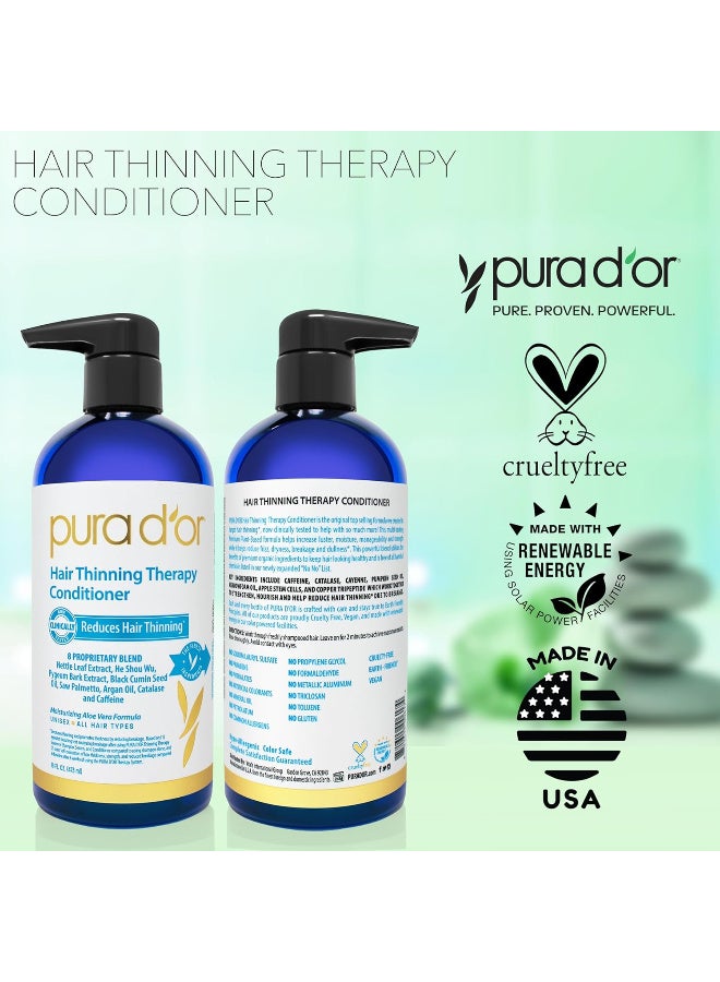 Pura d'or PURA D'OR Hair Thinning Therapy Conditioner for Added Moisture, Infused with Argan Oil, Biotin & Natural Ingredients, Sulfate Free, for All Hair Types, Men & Women, 16 Fl Oz (Packaging may vary) - Image 3