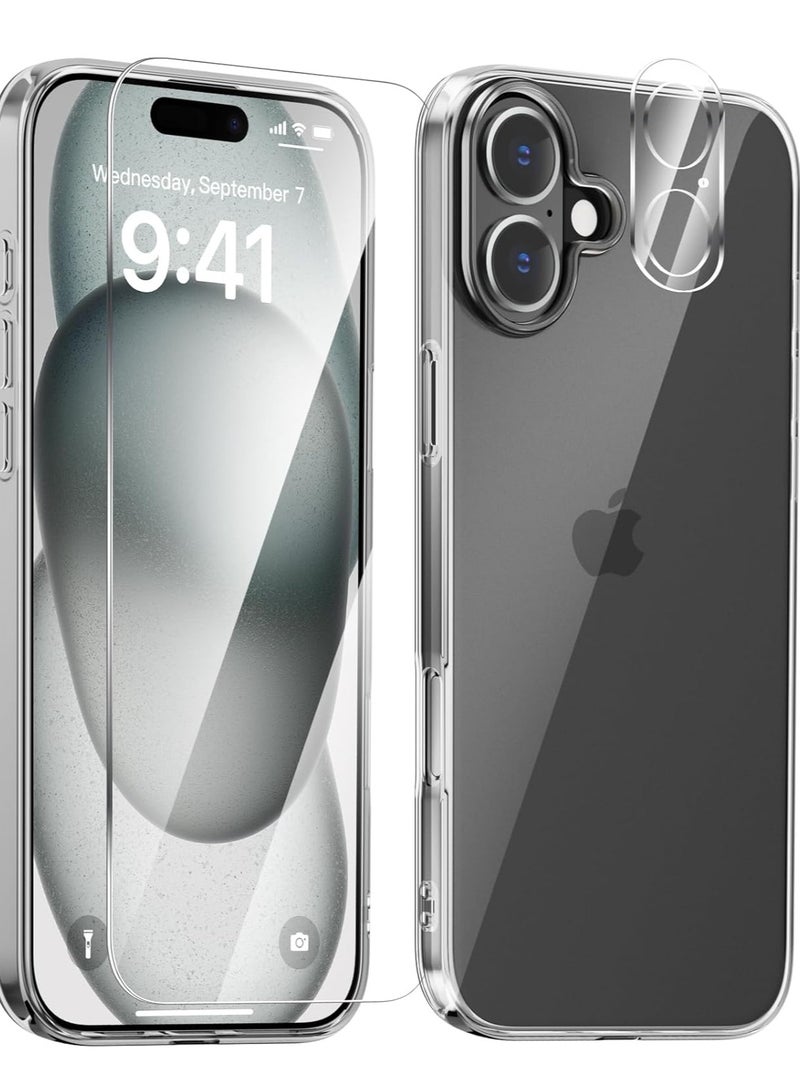 Ultra-Thin Clear Case for iPhone 16 – Anti-Yellowing, Shockproof with Camera Lens and Screen Protectors - Image 1